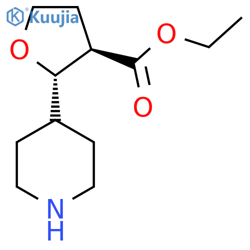 rac-ethyl (2R,3S)-2-(piperidin-4-yl)oxolane-3-carboxylate structure