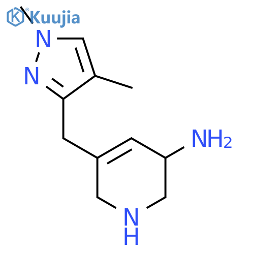 5-[(1,4-dimethyl-1H-pyrazol-3-yl)methyl]-1,2,3,6-tetrahydropyridin-3-amine structure