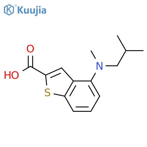 4-methyl(2-methylpropyl)amino-1-benzothiophene-2-carboxylic acid structure