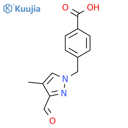 4-[(3-formyl-4-methyl-1H-pyrazol-1-yl)methyl]benzoic acid structure