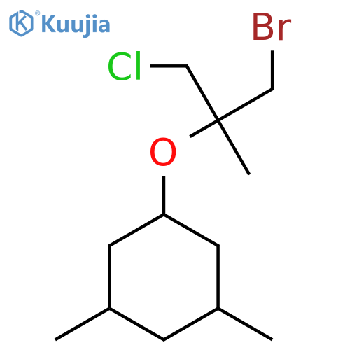 1-(1-bromo-3-chloro-2-methylpropan-2-yl)oxy-3,5-dimethylcyclohexane structure