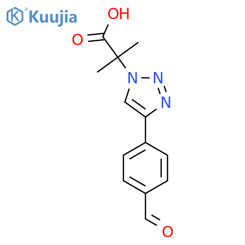 2-[4-(4-formylphenyl)-1H-1,2,3-triazol-1-yl]-2-methylpropanoic acid structure