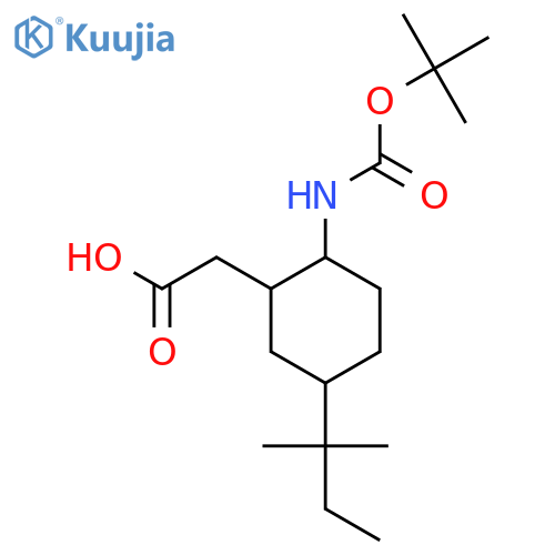 2-(2-{[(Tert-butoxy)carbonyl]amino}-5-(2-methylbutan-2-yl)cyclohexyl)acetic acid structure