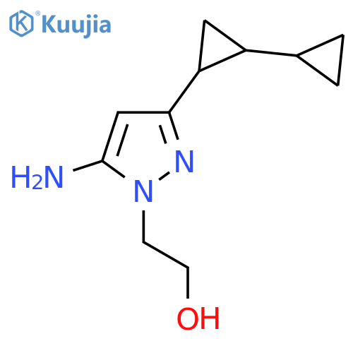 2-[5-amino-3-(2-cyclopropylcyclopropyl)-1H-pyrazol-1-yl]ethan-1-ol structure