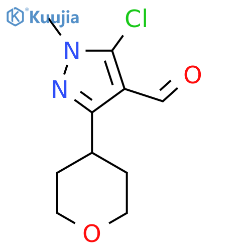 5-chloro-1-methyl-3-(oxan-4-yl)-1H-pyrazole-4-carbaldehyde structure