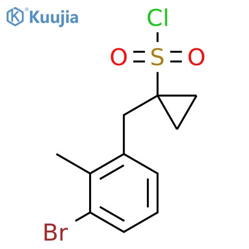 1-(3-bromo-2-methylphenyl)methylcyclopropane-1-sulfonyl chloride structure