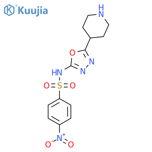 4-nitro-N-[5-(piperidin-4-yl)-1,3,4-oxadiazol-2-yl]benzene-1-sulfonamide structure