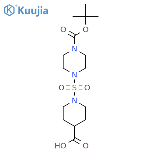 1-({4-(tert-butoxy)carbonylpiperazin-1-yl}sulfonyl)piperidine-4-carboxylic acid structure