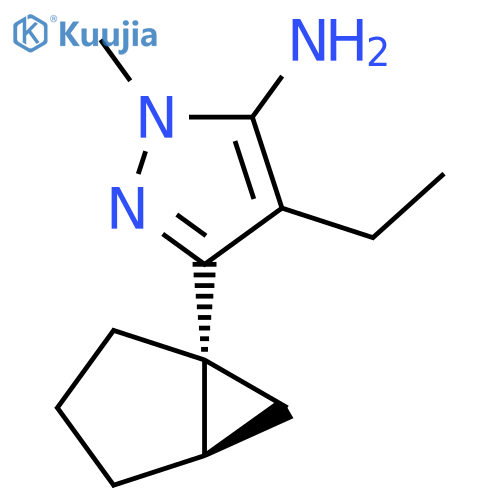 rac-3-[(1R,5R)-bicyclo[3.1.0]hexan-1-yl]-4-ethyl-1-methyl-1H-pyrazol-5-amine structure