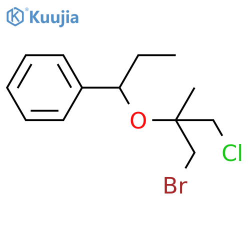 {1-(1-bromo-3-chloro-2-methylpropan-2-yl)oxypropyl}benzene structure
