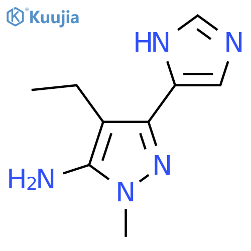 4-ethyl-3-(1H-imidazol-5-yl)-1-methyl-1H-pyrazol-5-amine structure