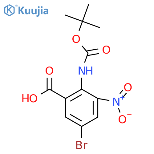 5-bromo-2-{(tert-butoxy)carbonylamino}-3-nitrobenzoic acid structure