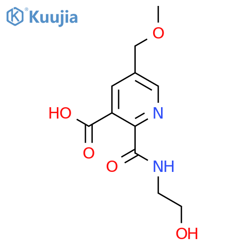 2-(2-hydroxyethyl)carbamoyl-5-(methoxymethyl)pyridine-3-carboxylic acid structure