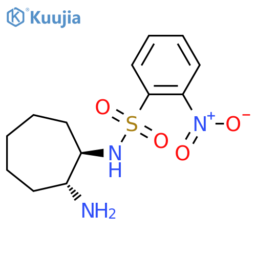 N-[(1R,2R)-2-aminocycloheptyl]-2-nitrobenzene-1-sulfonamide structure