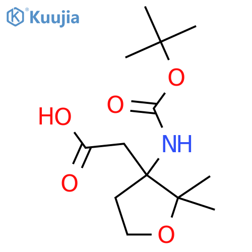 2-(3-{(tert-butoxy)carbonylamino}-2,2-dimethyloxolan-3-yl)acetic acid structure
