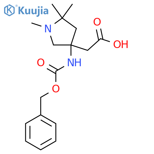 2-(3-{(benzyloxy)carbonylamino}-1,5,5-trimethylpyrrolidin-3-yl)acetic acid structure
