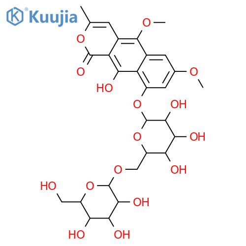 5,7,9,10-Tetrahydroxy-3-methyl-1H-naphtho[2,3-c]pyran-1-one; 5,7-Di-Me ether, 9-O-[β-D-allopyranosyl-(1→6)-β-D-glucopyranoside] structure