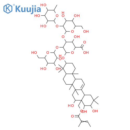 β-D-Glucopyranosiduronic acid, (3β,16α,21β,22α)-16,21,22-trihydroxy-28-[[(2E)-2-methyl-1-oxo-2-butenyl]oxy]olean-12-en-3-yl O-6-deoxy-α-L-mannopyranosyl-(1→3)-O-β-D-galactopyranosyl-(1→3)-O-[β-D-glucopyranosyl-(1→2)]- (9CI) structure