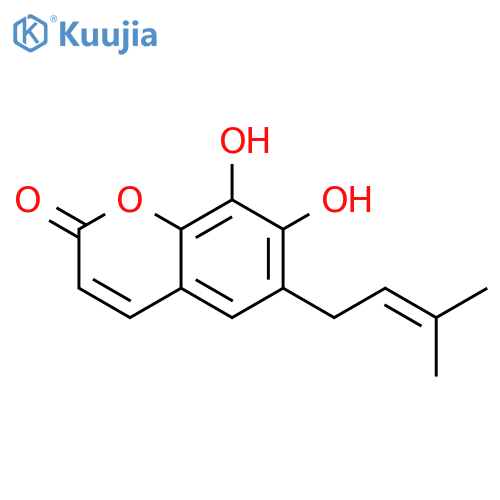 2H-1-Benzopyran-2-one, 7,8-dihydroxy-6-(3-methyl-2-buten-1-yl)- structure