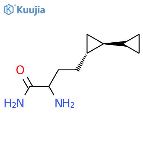 rac-2-amino-4-(1R,2R)-2-cyclopropylcyclopropylbutanamide structure