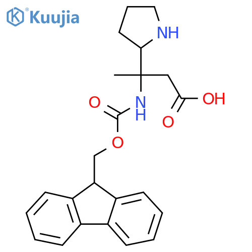 3-({(9H-fluoren-9-yl)methoxycarbonyl}amino)-3-(pyrrolidin-2-yl)butanoic acid structure
