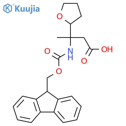 3-({(9H-fluoren-9-yl)methoxycarbonyl}amino)-3-(oxolan-2-yl)butanoic acid structure