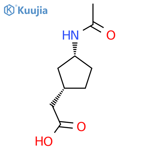 rac-2-[(1R,3S)-3-acetamidocyclopentyl]acetic acid structure
