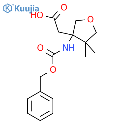 2-(3-{(benzyloxy)carbonylamino}-4,4-dimethyloxolan-3-yl)acetic acid structure