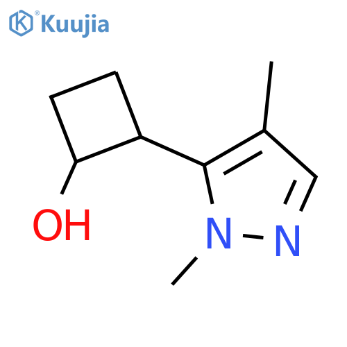 2-(1,4-dimethyl-1H-pyrazol-5-yl)cyclobutan-1-ol structure
