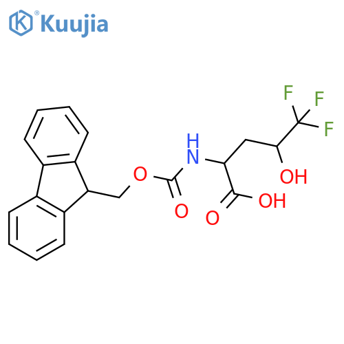 2-({(9H-fluoren-9-yl)methoxycarbonyl}amino)-5,5,5-trifluoro-4-hydroxypentanoic acid structure
