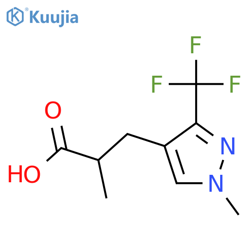 2-methyl-3-1-methyl-3-(trifluoromethyl)-1H-pyrazol-4-ylpropanoic acid structure