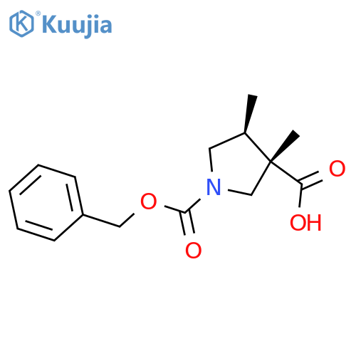 (3S,4S)-3,4-Dimethyl-1-phenylmethoxycarbonylpyrrolidine-3-carboxylic acid structure