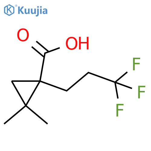 2,2-dimethyl-1-(3,3,3-trifluoropropyl)cyclopropane-1-carboxylic acid structure