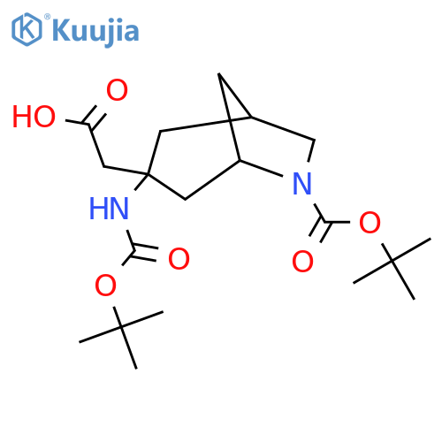 2-{6-(tert-butoxy)carbonyl-3-{(tert-butoxy)carbonylamino}-6-azabicyclo3.2.1octan-3-yl}acetic acid structure