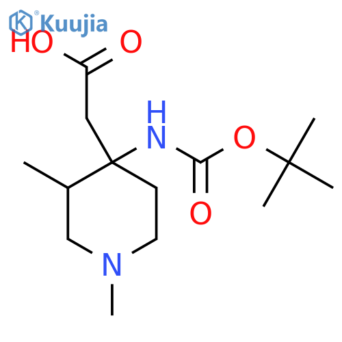 2-(4-{(tert-butoxy)carbonylamino}-1,3-dimethylpiperidin-4-yl)acetic acid structure