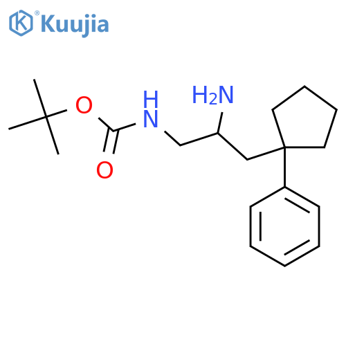 tert-butyl N-2-amino-3-(1-phenylcyclopentyl)propylcarbamate structure