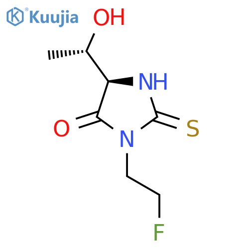 (5R)-3-(2-fluoroethyl)-5-(1S)-1-hydroxyethyl-2-sulfanylideneimidazolidin-4-one structure