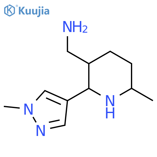 6-methyl-2-(1-methyl-1H-pyrazol-4-yl)piperidin-3-ylmethanamine structure