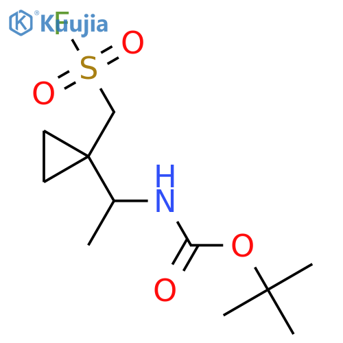 tert-butyl N-(1-{1-(fluorosulfonyl)methylcyclopropyl}ethyl)carbamate structure
