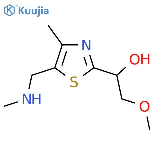 2-methoxy-1-{4-methyl-5-(methylamino)methyl-1,3-thiazol-2-yl}ethan-1-ol structure