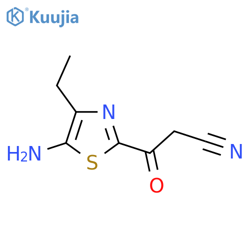 3-(5-amino-4-ethyl-1,3-thiazol-2-yl)-3-oxopropanenitrile structure