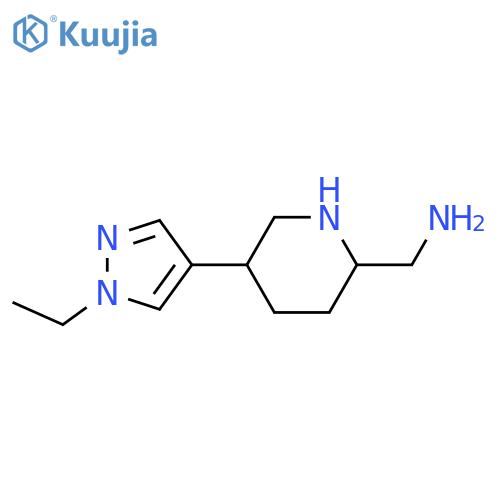 5-(1-ethyl-1H-pyrazol-4-yl)piperidin-2-ylmethanamine structure