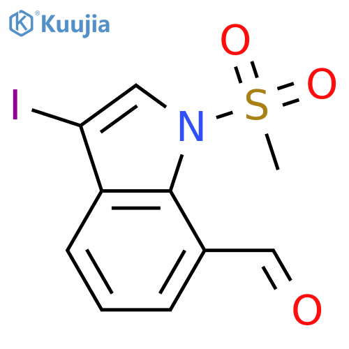 3-iodo-1-methanesulfonyl-1H-indole-7-carbaldehyde structure