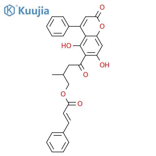 5,7-Dihydroxy-6-(4-hydroxy-3-methyl-1-oxobutyl)-4-phenyl-2H-1-benzopyran-2-one; (ξ)-form, 4'-O-(E-Cinnamoyl) structure