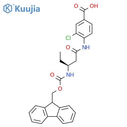 3-chloro-4-(3S)-3-({(9H-fluoren-9-yl)methoxycarbonyl}amino)pentanamidobenzoic acid structure