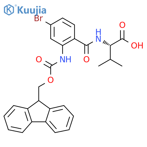 (2S)-2-{4-bromo-2-({(9H-fluoren-9-yl)methoxycarbonyl}amino)phenylformamido}-3-methylbutanoic acid structure