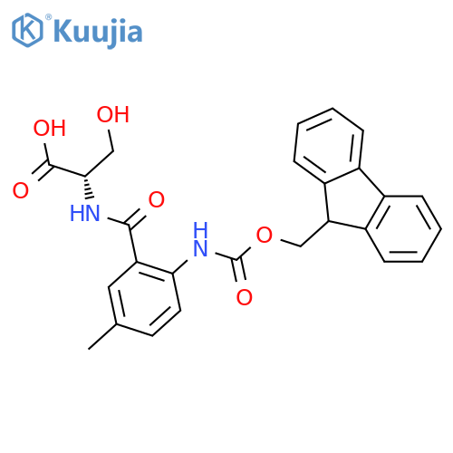 (2S)-2-{2-({(9H-fluoren-9-yl)methoxycarbonyl}amino)-5-methylphenylformamido}-3-hydroxypropanoic acid structure