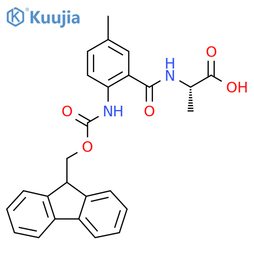(2S)-2-{2-({(9H-fluoren-9-yl)methoxycarbonyl}amino)-5-methylphenylformamido}propanoic acid structure