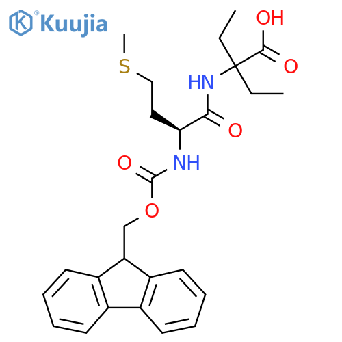 2-ethyl-2-(2S)-2-({(9H-fluoren-9-yl)methoxycarbonyl}amino)-4-(methylsulfanyl)butanamidobutanoic acid structure