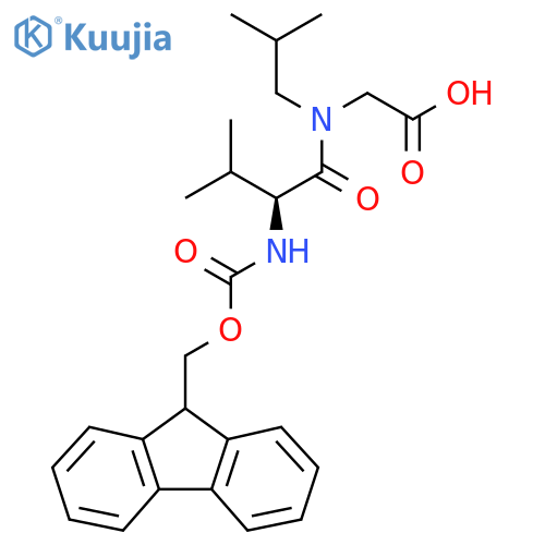2-(2S)-2-({(9H-fluoren-9-yl)methoxycarbonyl}amino)-3-methyl-N-(2-methylpropyl)butanamidoacetic acid structure